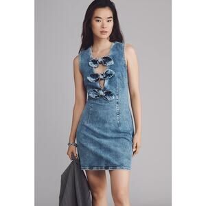 NWT ANTHROPOLOGIE Baum und Pferdgarten Ajki Bow Denim Mini Dress $249 SIZE 8